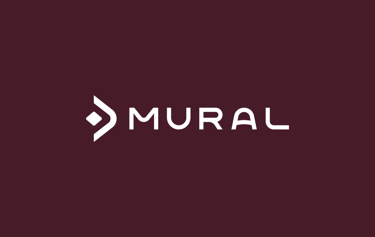 The Mural wordmark on burgundy